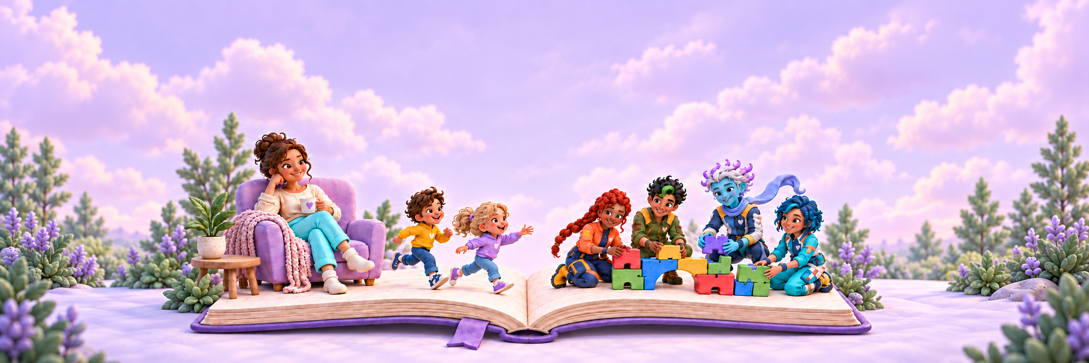 A warm, handmade world with the four SOS MOMS heroes